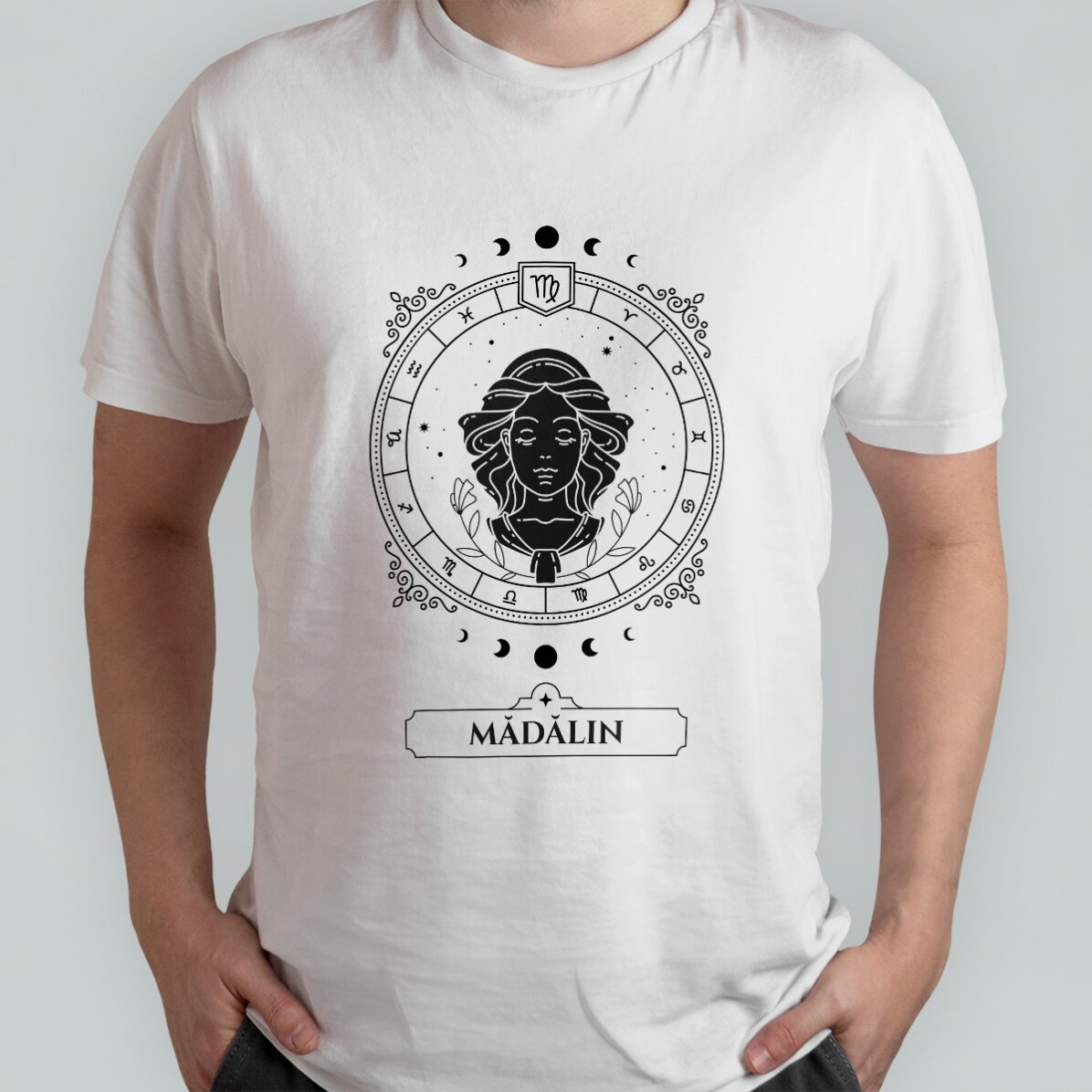 Tricou din bumbac personalizat cu nume și zodie - Fecioară