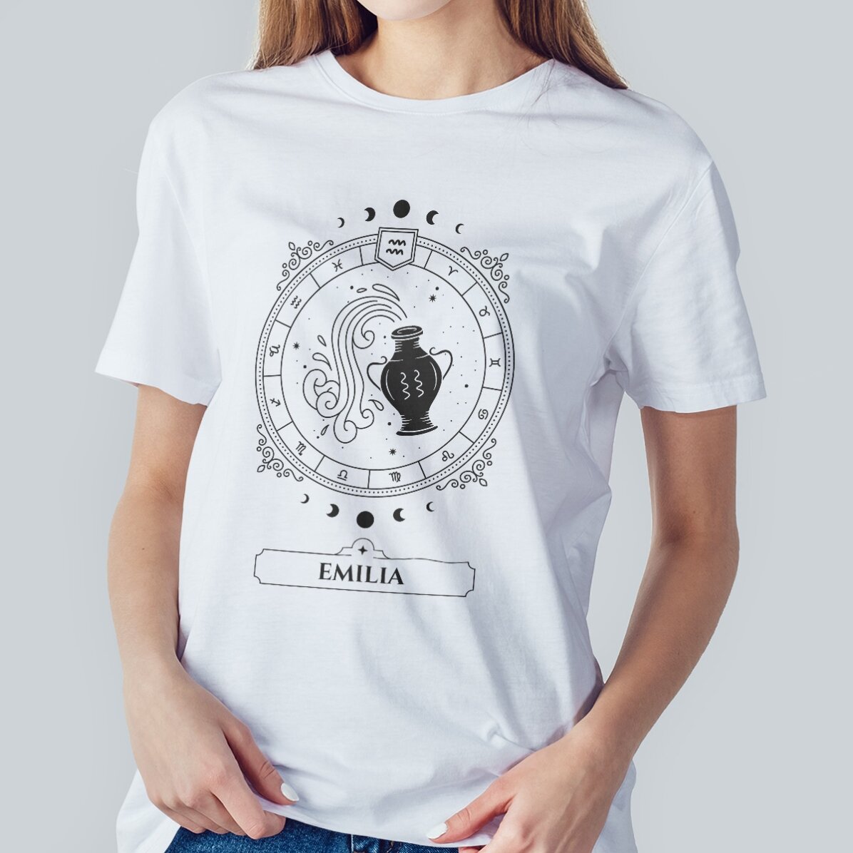 Tricou din bumbac personalizat cu nume și zodie - Vărsător