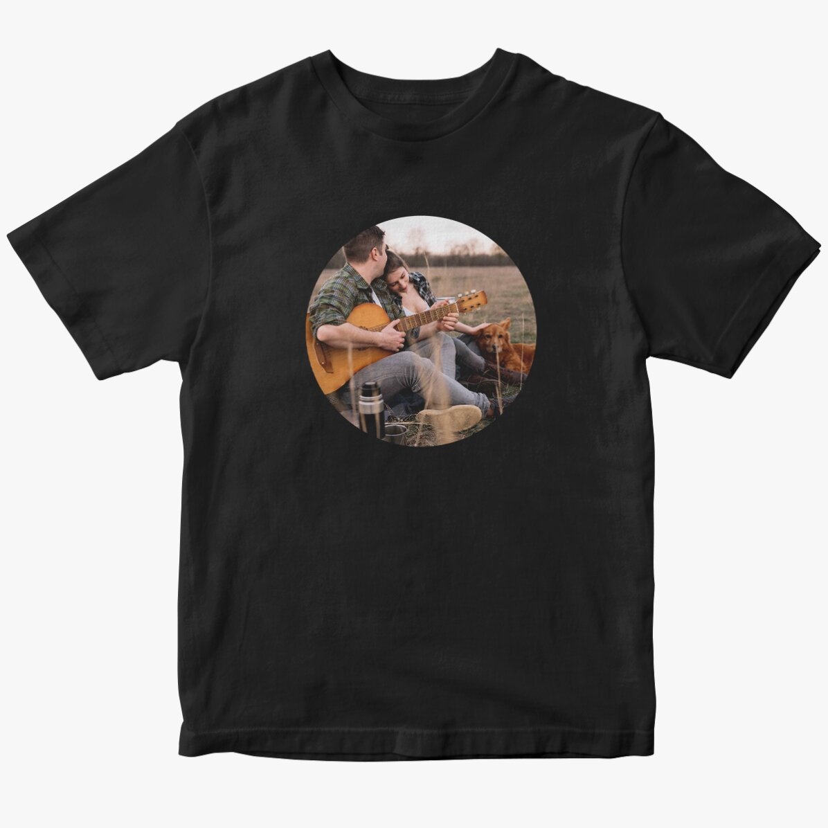 Custom cotton T-shirt with a round photo