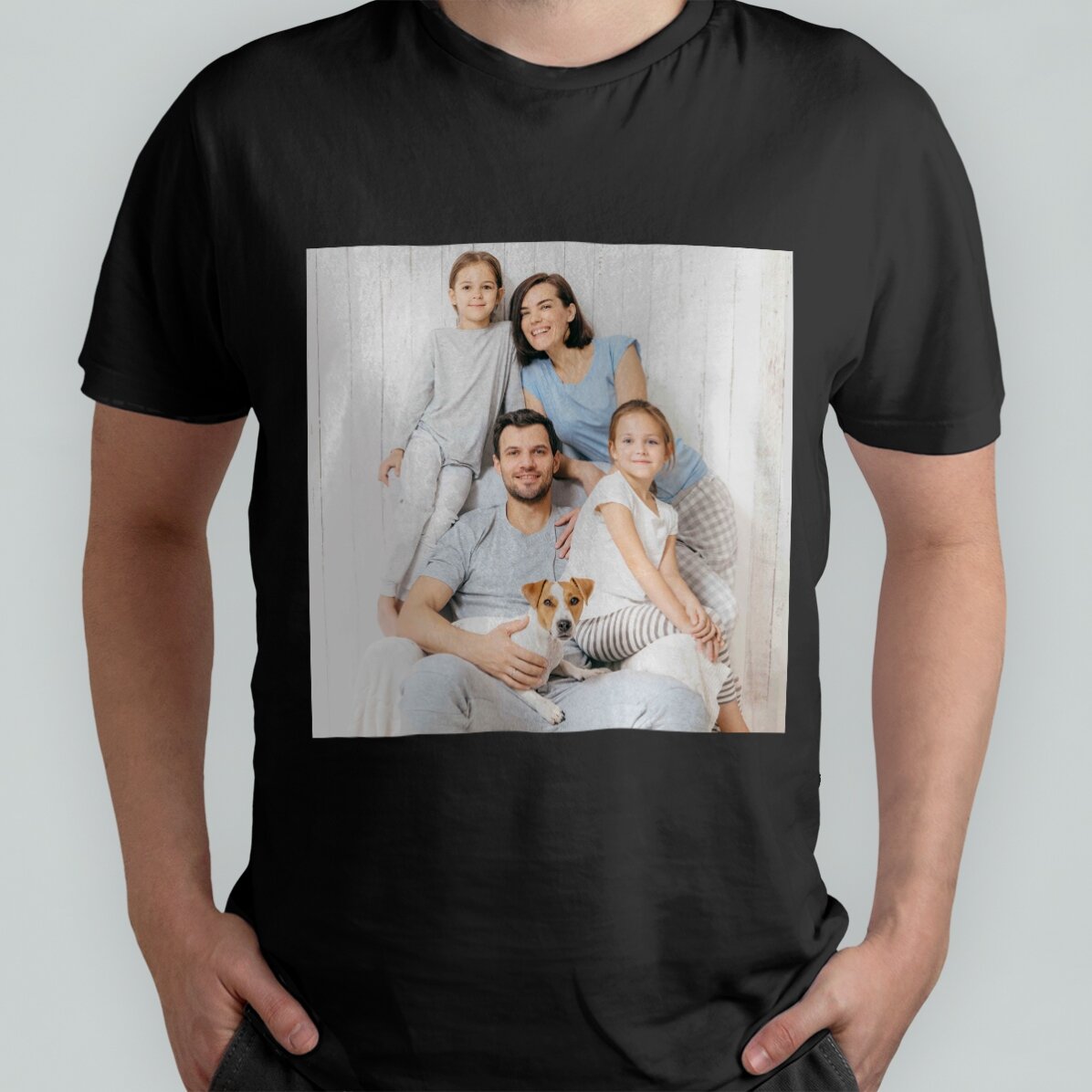 Tricou din bumbac personalizat cu o poză pătrată