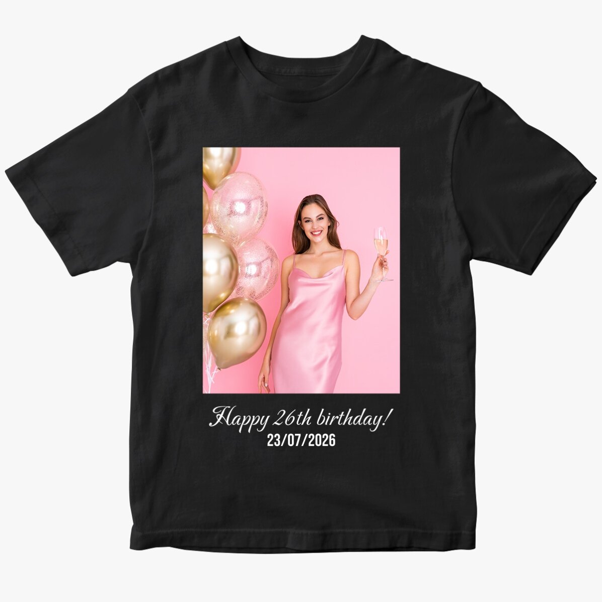 Custom cotton T-shirt with a portrait photo and text