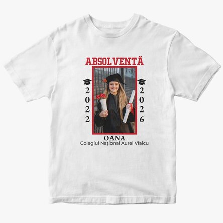 Personalised cotton T-shirt with photo and text - Graduation