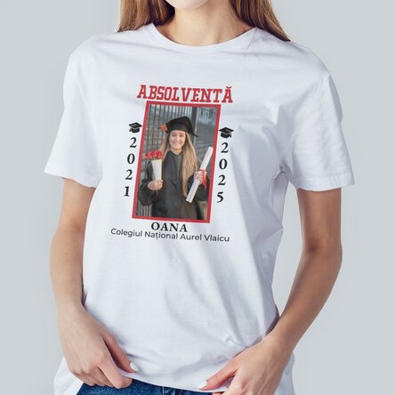 Tricou din bumbac personalizat cu poză și text - Absolvire