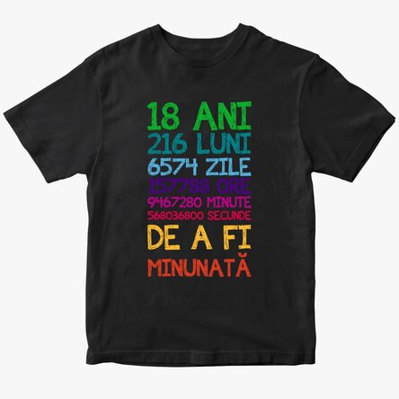 Custom cotton T-shirt with text - 18 years old