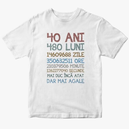 Personalised cotton T-shirt with text - 40 years