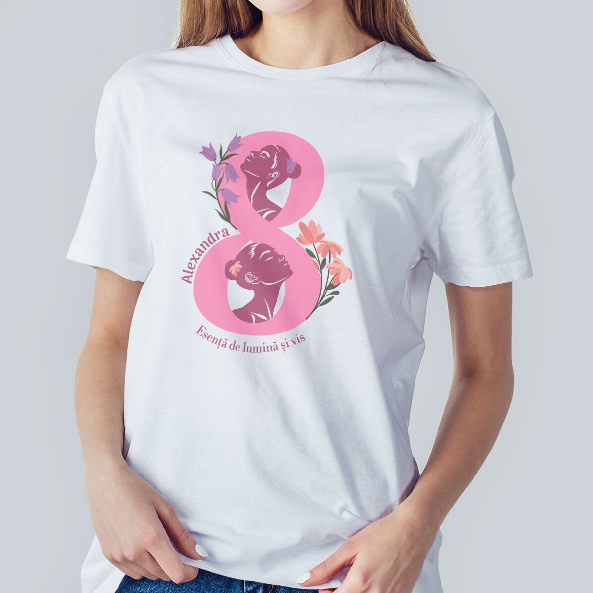 Tricou din bumbac personalizat cu text - 8 Martie