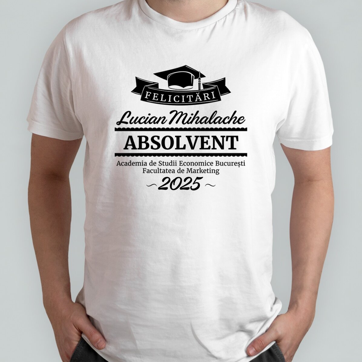 Tricou din bumbac personalizat cu text - Absolvent 