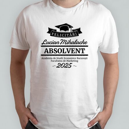 Tricou din bumbac personalizat cu text - Absolvent 