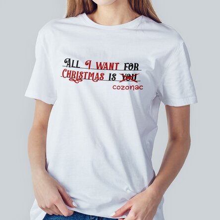 Tricou din bumbac personalizat cu text - All I want for Christmas