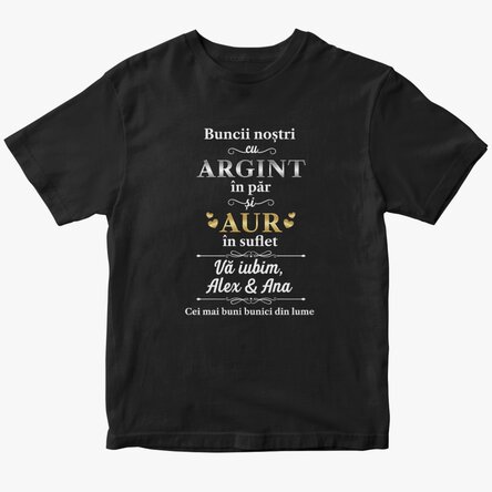 Custom cotton T-shirt with text - Silver in hair and gold in soul