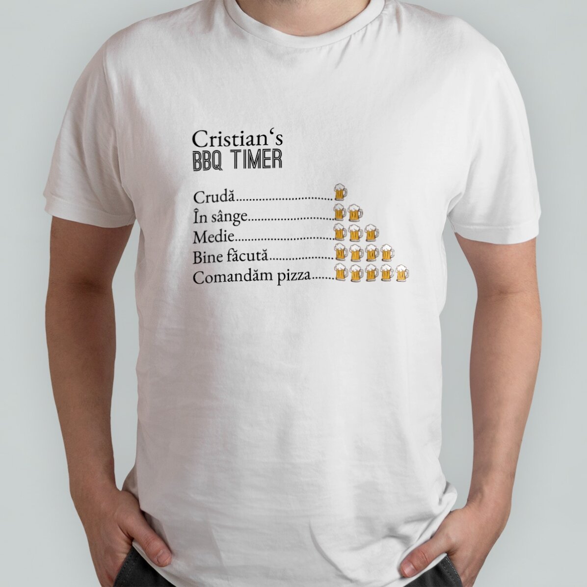 Tricou din bumbac personalizat cu text - BBQ Timer
