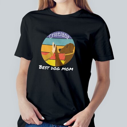 Custom cotton T-shirt with text - Best dog mom