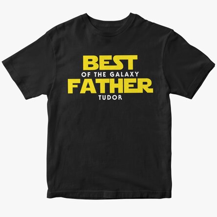 Custom cotton T-shirt with text - Best father of the galaxy
