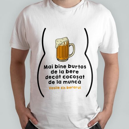 Tricou din bumbac personalizat cu text - Burtos de la bere
