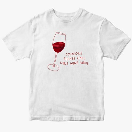 Tricou din bumbac personalizat cu text - Call Nine Wine Wine