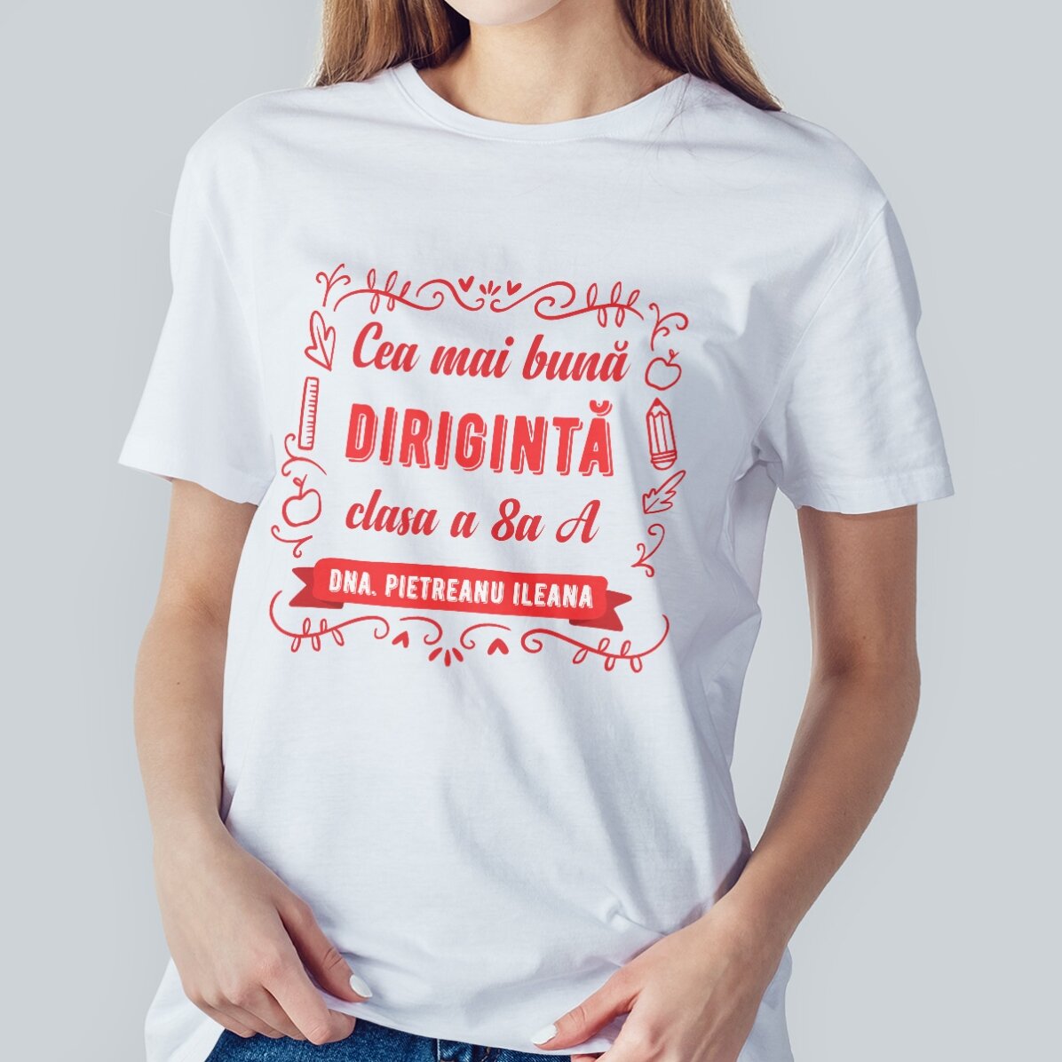 Tricou din bumbac personalizat cu text - Cel mai bun profesor