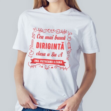 Tricou din bumbac personalizat cu text - Cel mai bun profesor