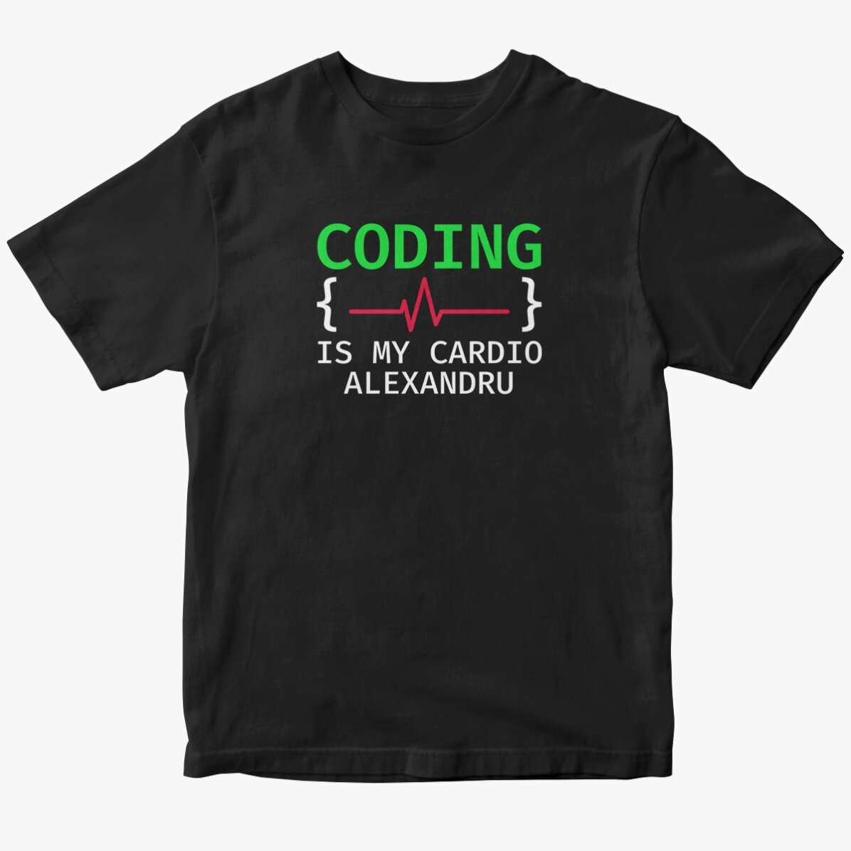 Custom cotton T-shirt with text - Coding is my cardio