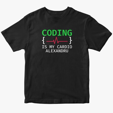Custom cotton T-shirt with text - Coding is my cardio