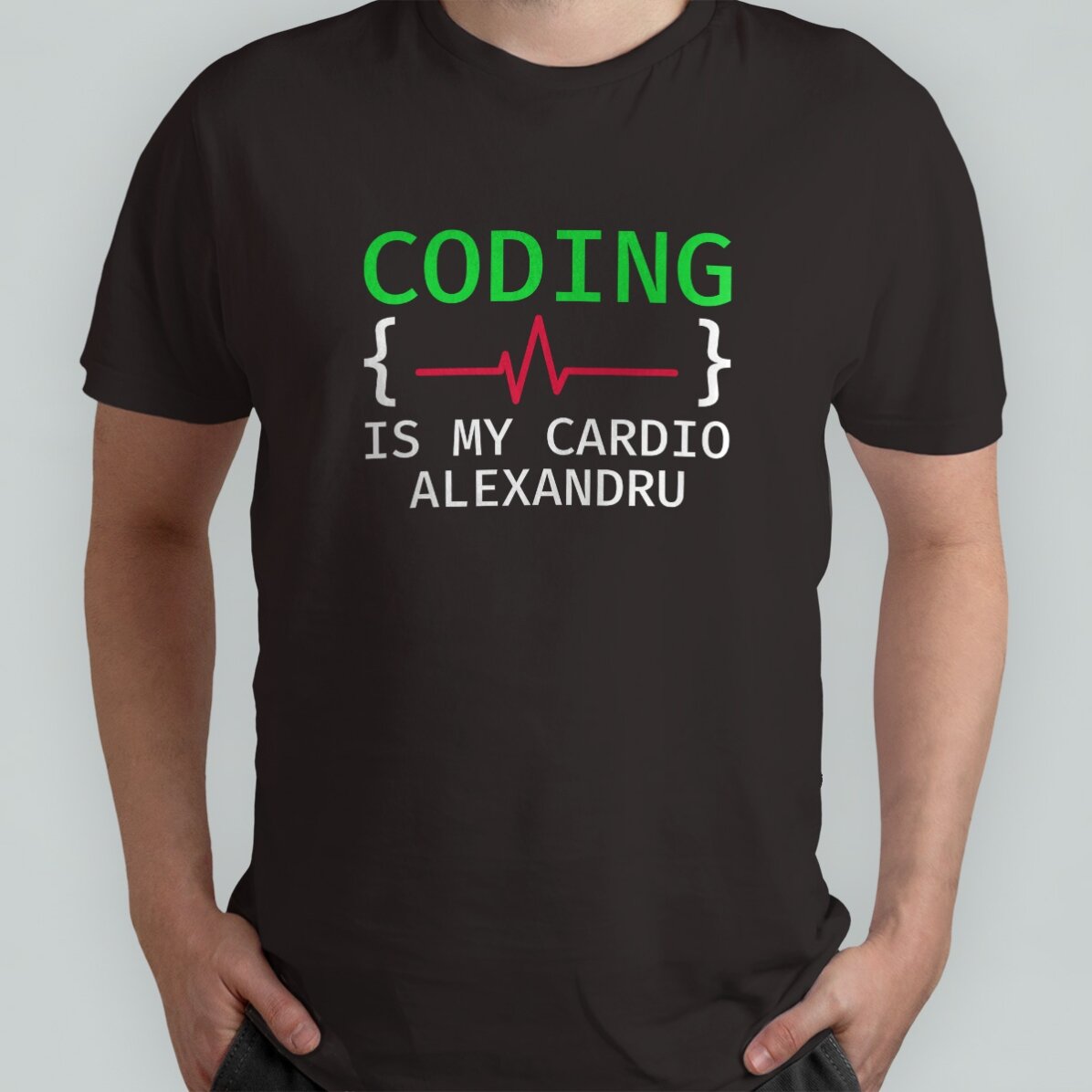 Tricou din bumbac personalizat cu text - Coding is my cardio