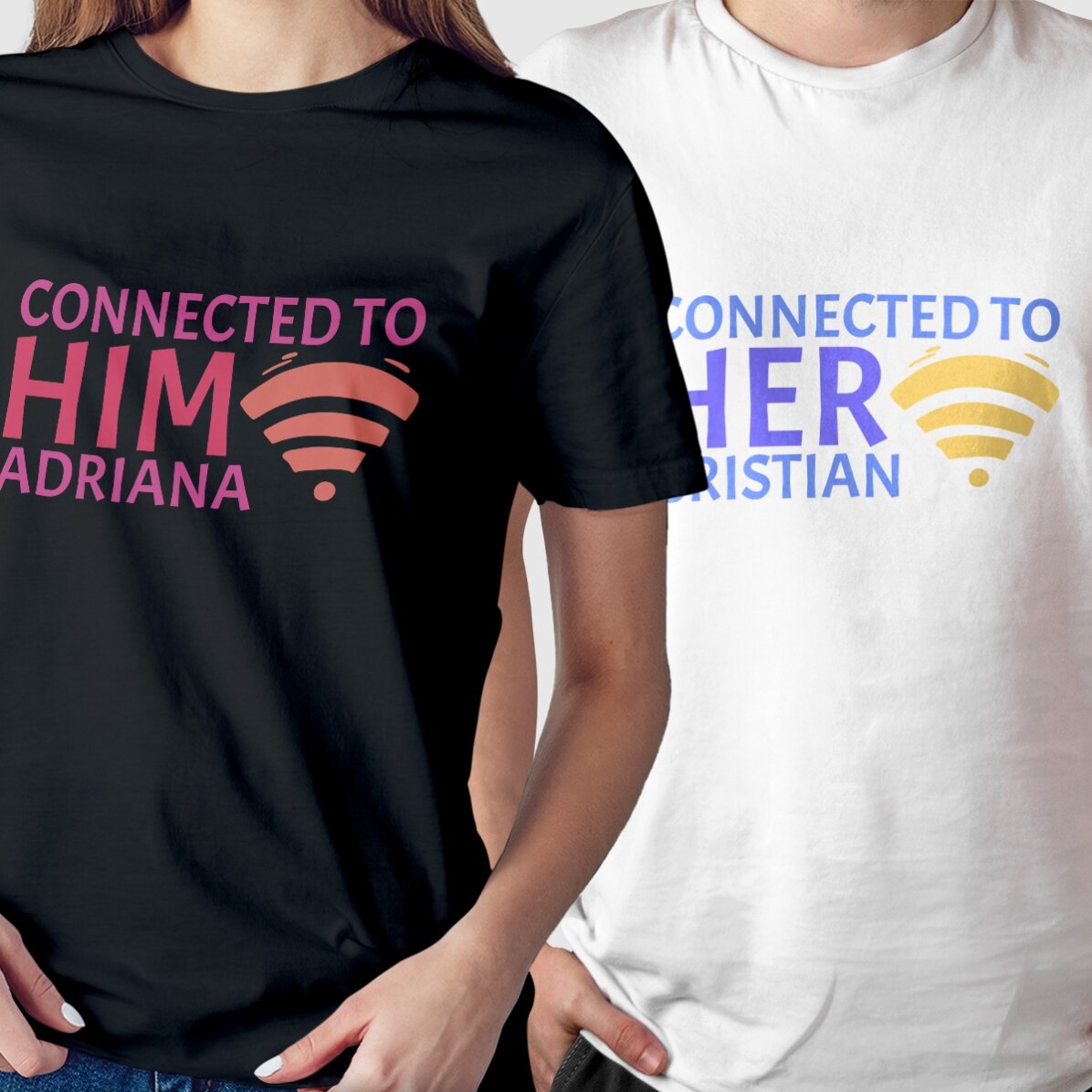 Tricou din bumbac personalizat cu text - Connected to