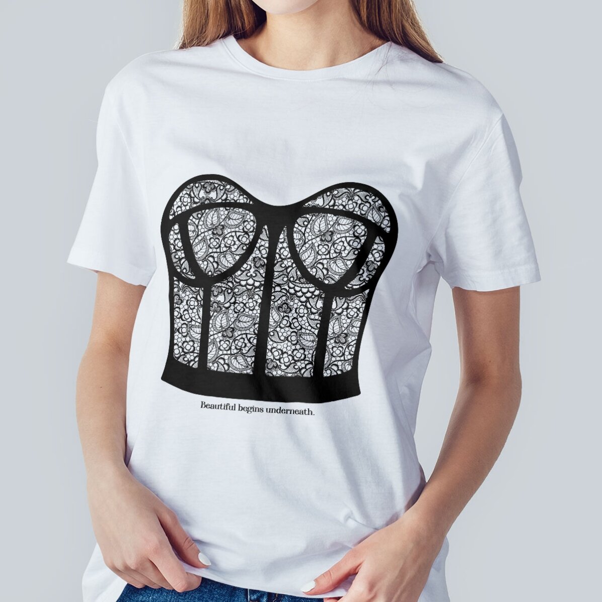Tricou din bumbac personalizat cu text - Corset