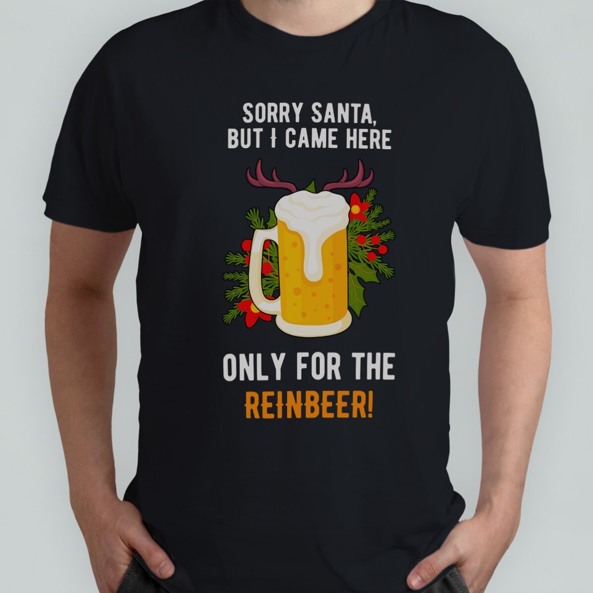 Tricou din bumbac personalizat cu text de Crăciun - Reinbeer