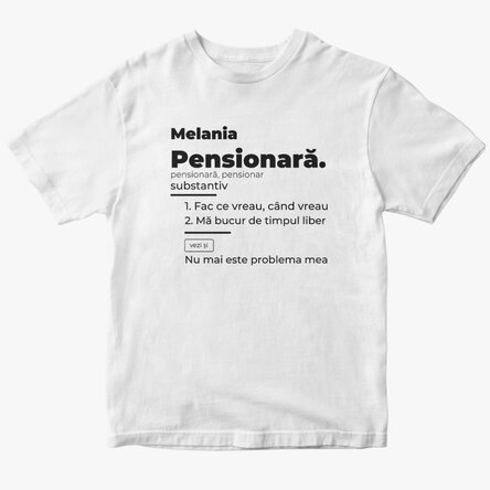 Custom cotton T-shirt with text - Pensioner definition