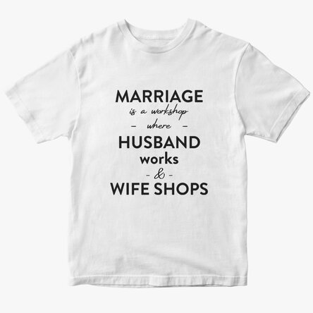 Personalised cotton T-shirt with text about marriage
