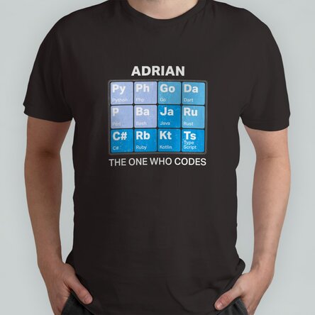 Tricou din bumbac personalizat cu text - Developer periodic table