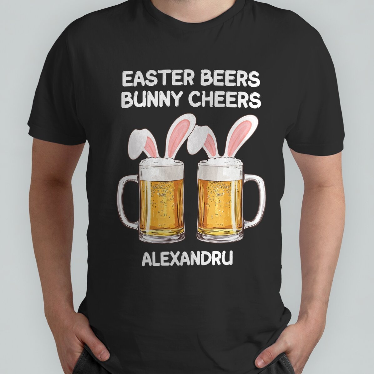 Tricou din bumbac personalizat cu text - Easter cheers