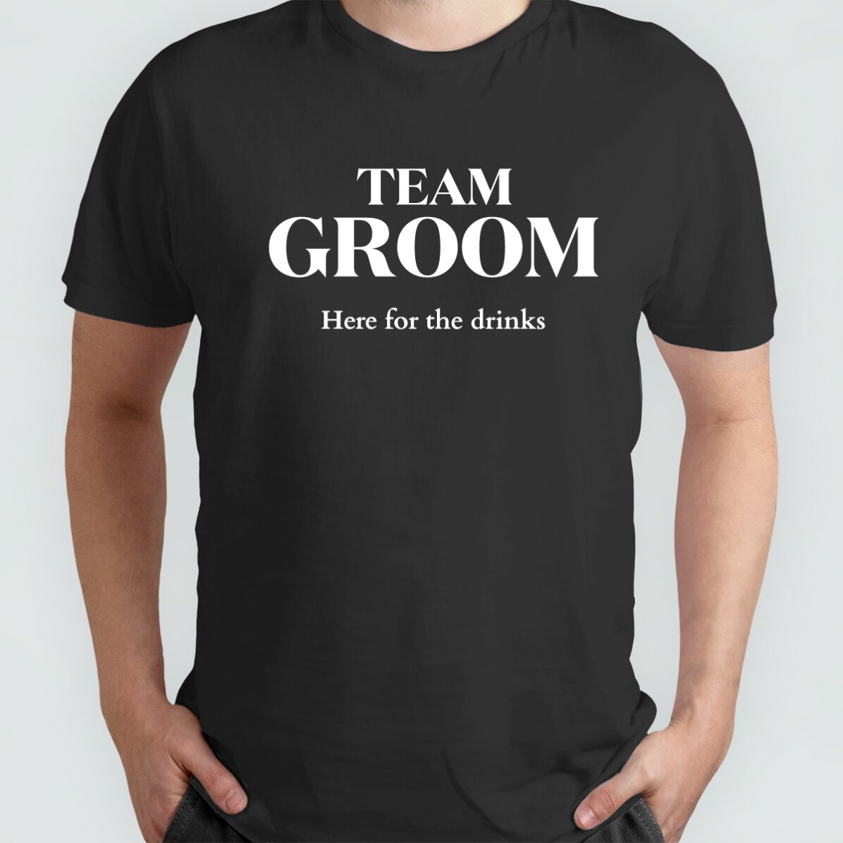 Personalised cotton T-shirt with text – The groom’s team