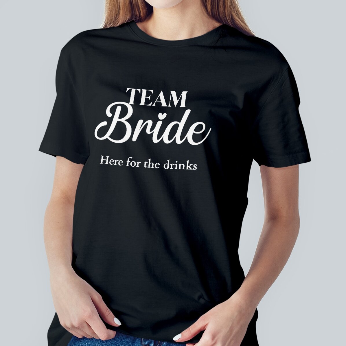 Personalised cotton T-shirt with text – The Bride’s Team