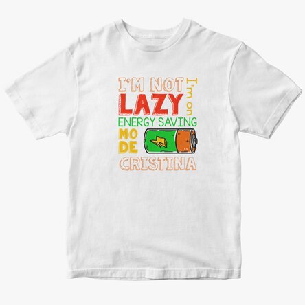 Custom cotton T-shirt with text - Energy saving mode