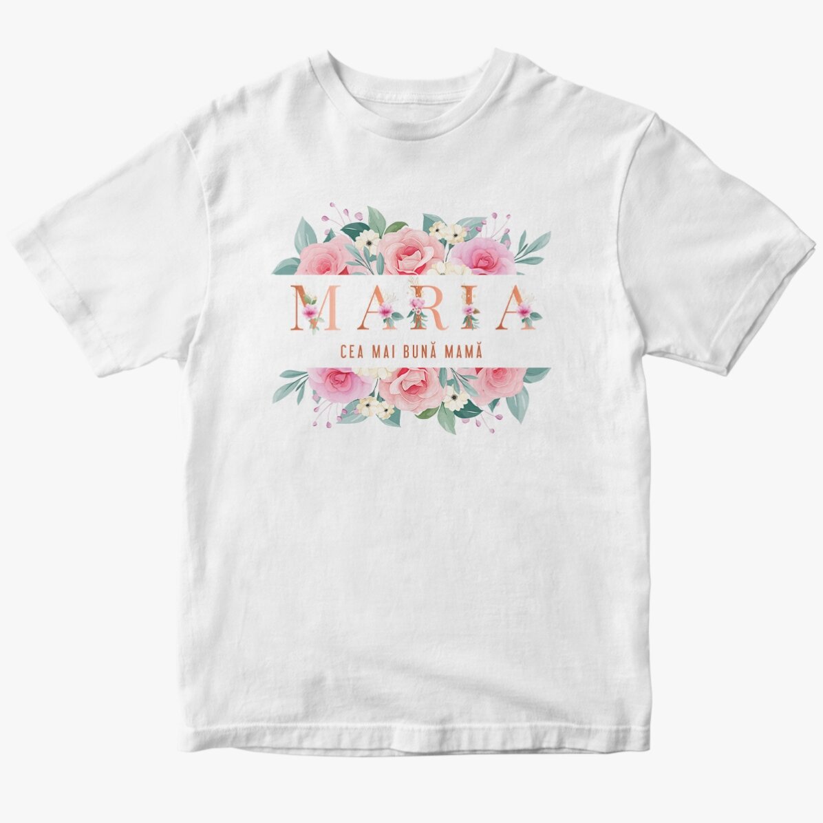 Personalised cotton T-shirt with floral text - Best Mum