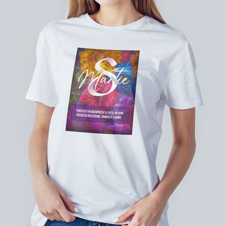 Tricou din bumbac personalizat cu text - Flowers