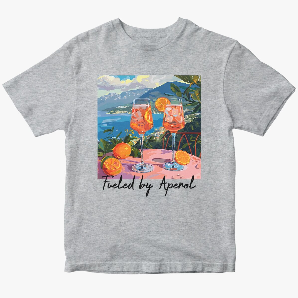 Tricou din bumbac personalizat cu text - Fueled by Aperol