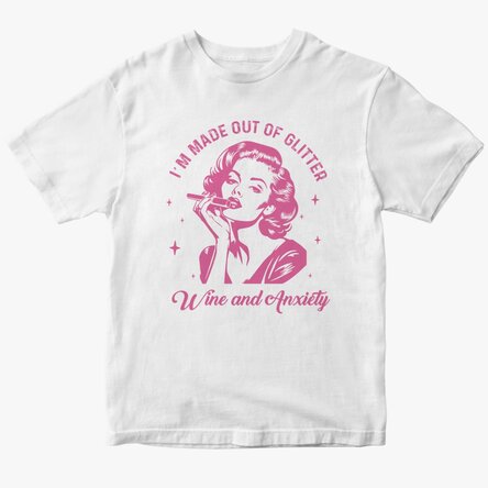 Tricou din bumbac personalizat - Glitter, wine & anxiety