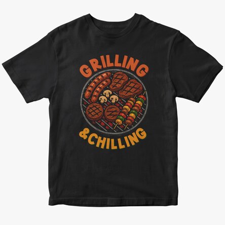 Tricou din bumbac personalizat cu text - Grilling & Chilling
