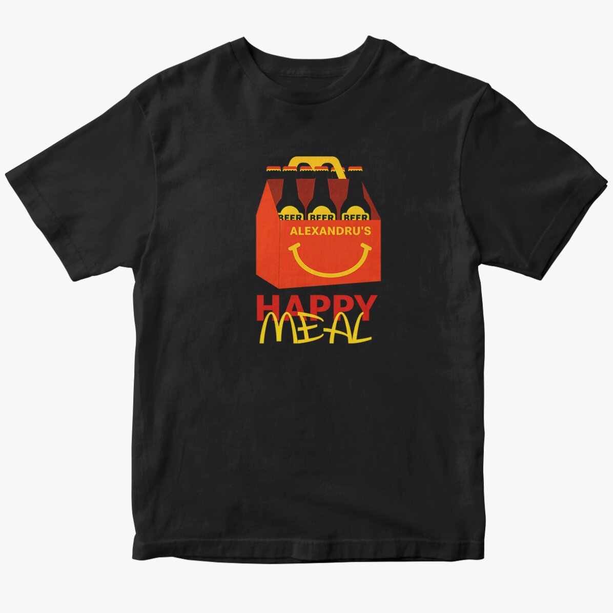 Custom cotton T-shirt with text - Happy beer