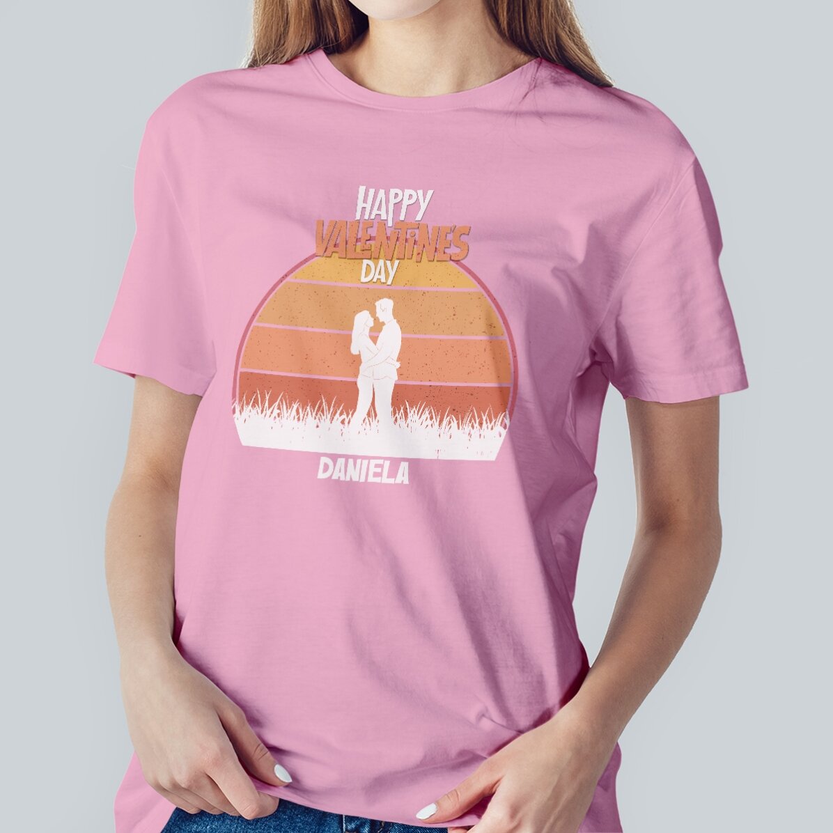 Tricou din bumbac personalizat cu text - Happy Valentine