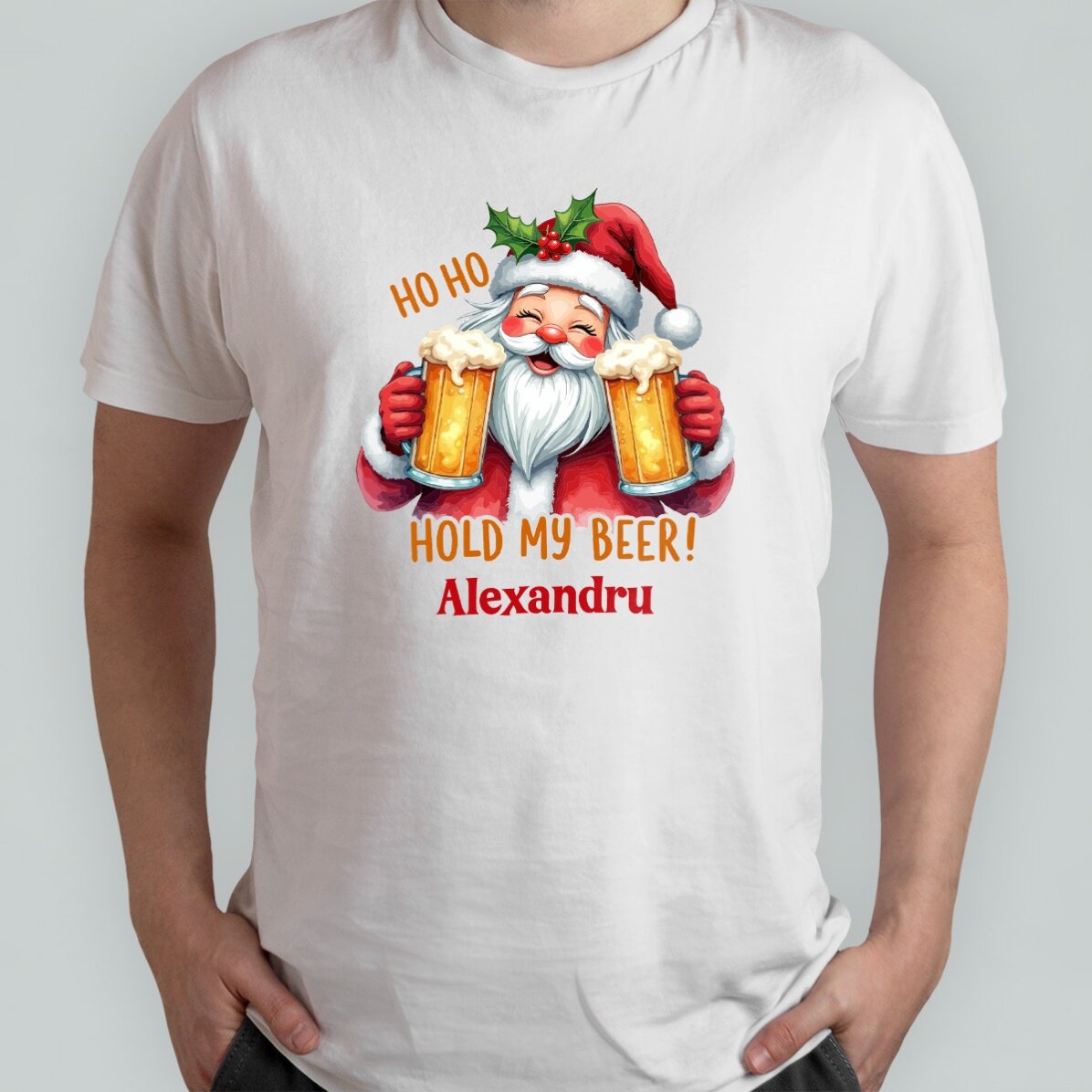 Tricou din bumbac personalizat cu text -  Hold my beer