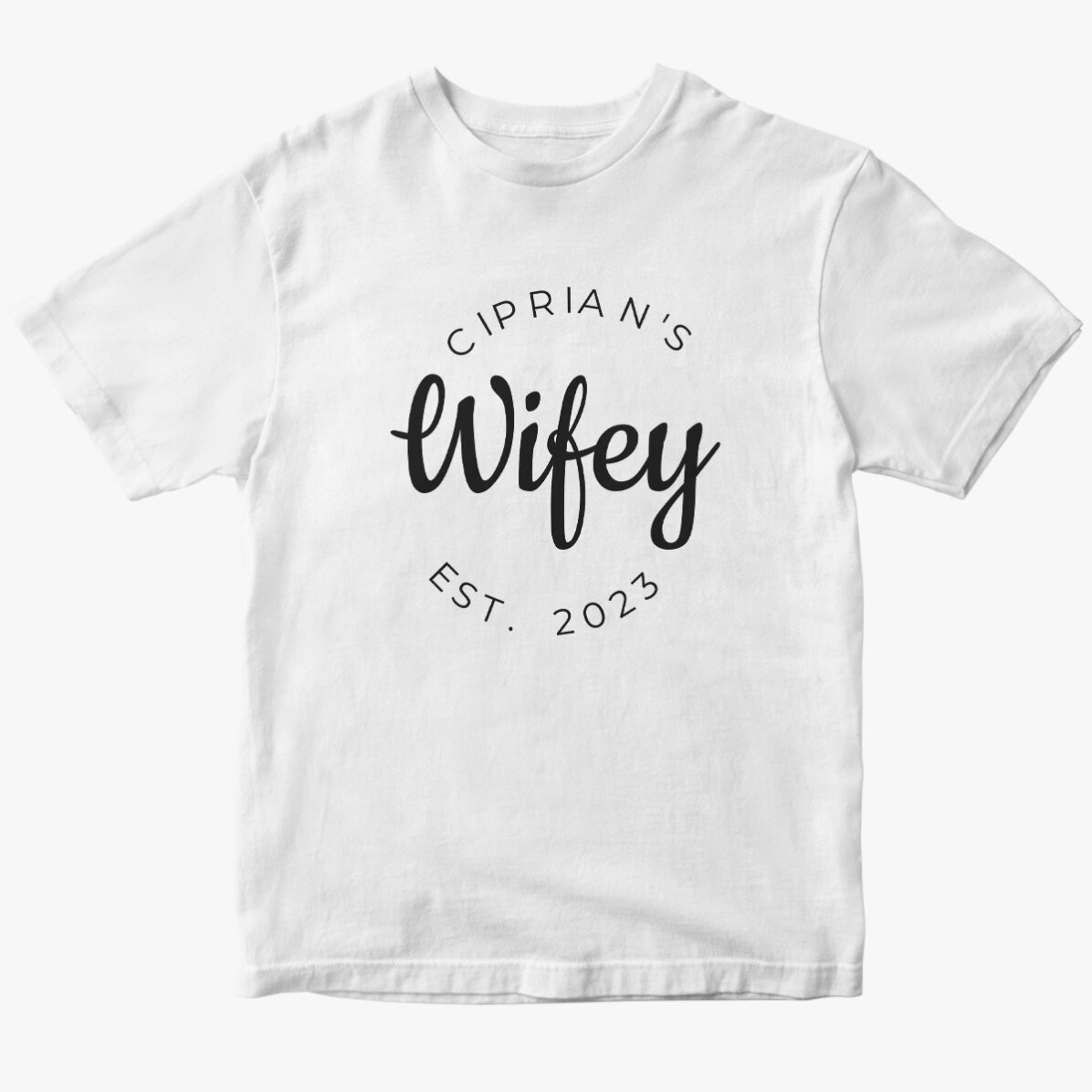 Custom cotton T-shirt with text - Hubby & Wifey