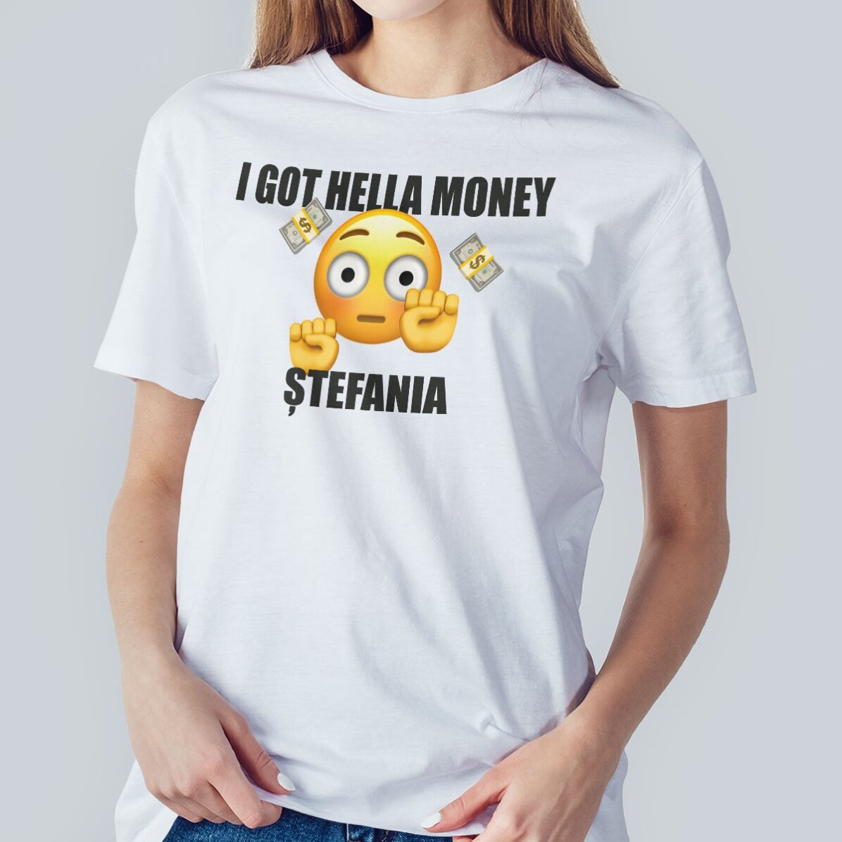 Tricou din bumbac personalizat cu text - I got hella money