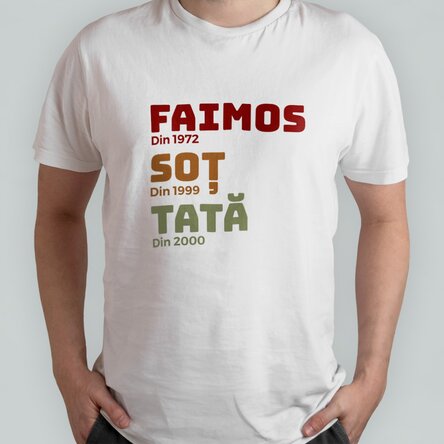 Tricou din bumbac personalizat cu text - Istoria tatălui