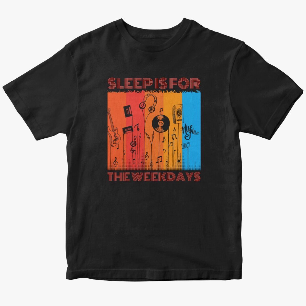 Custom cotton T-shirt with text - Music life