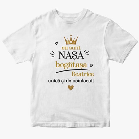 Personalised cotton T-shirt with text – Nasa bogatasa