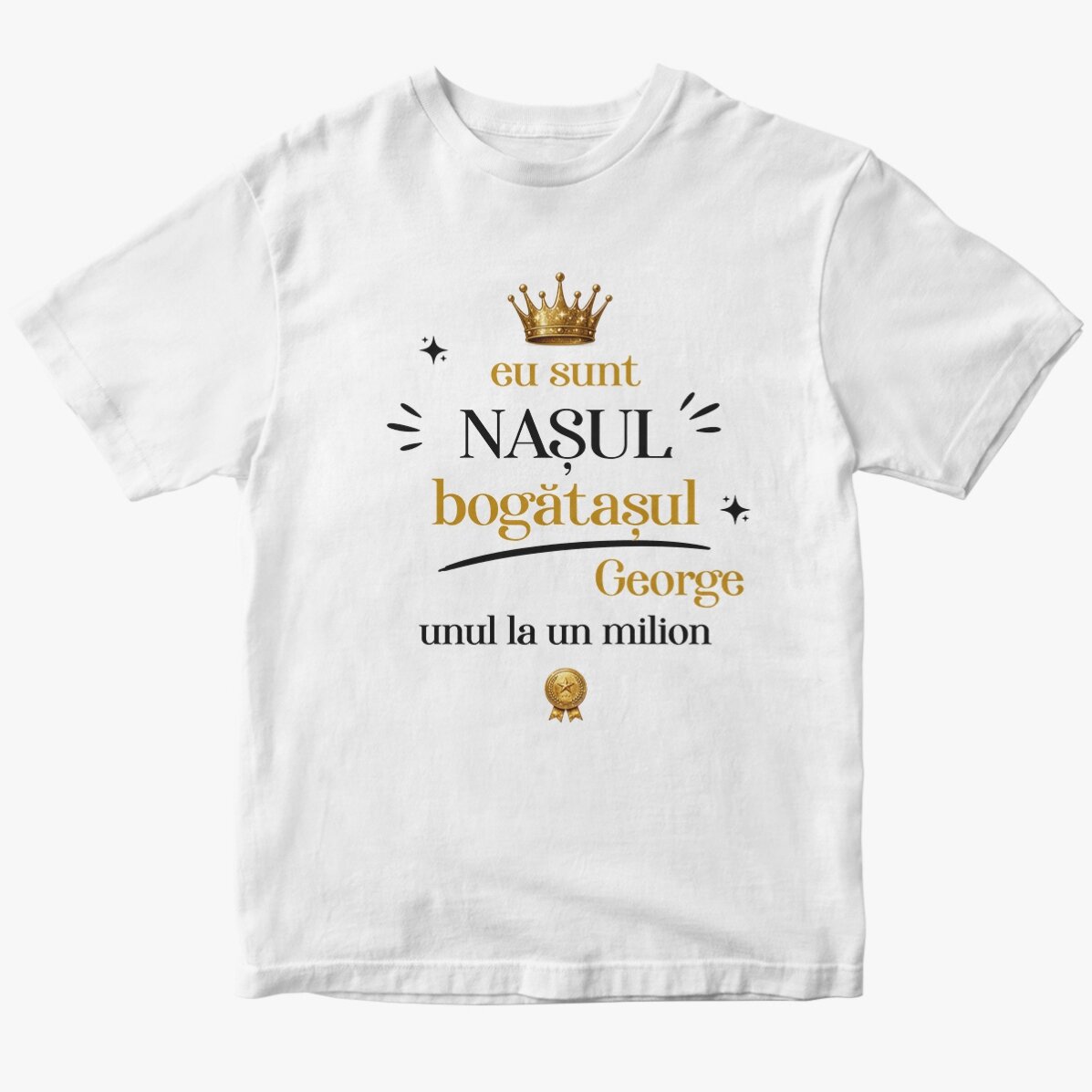 Personalised cotton T-shirt with text – The Rich Man’s Nose
