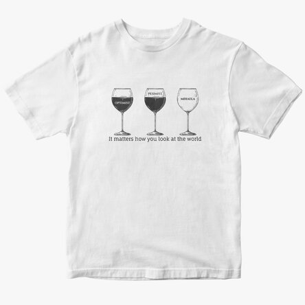 Custom cotton T-shirt with text - Optimist, pessimist and me