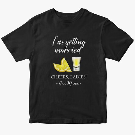 Custom cotton T-shirt with text for bachelorette parties